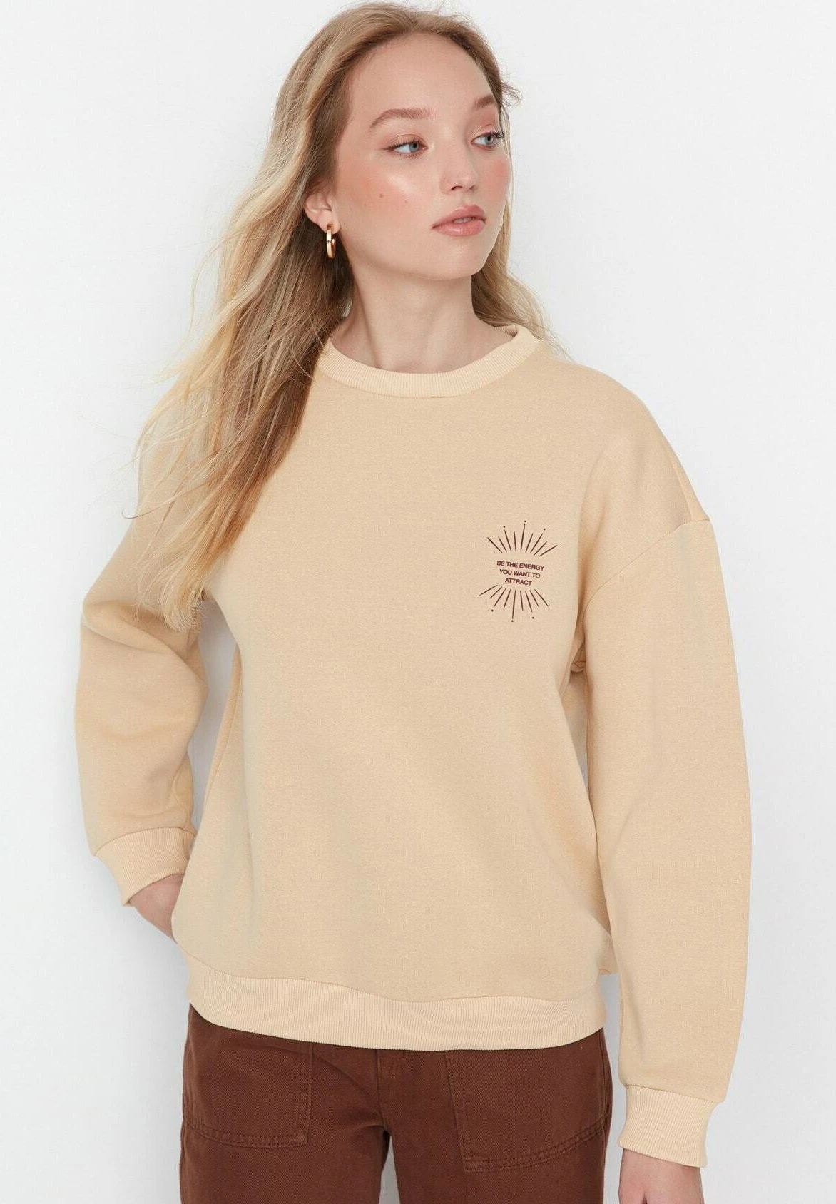 Trendyol Casual&Comfort - Sudadera - Beige - Imagen 3