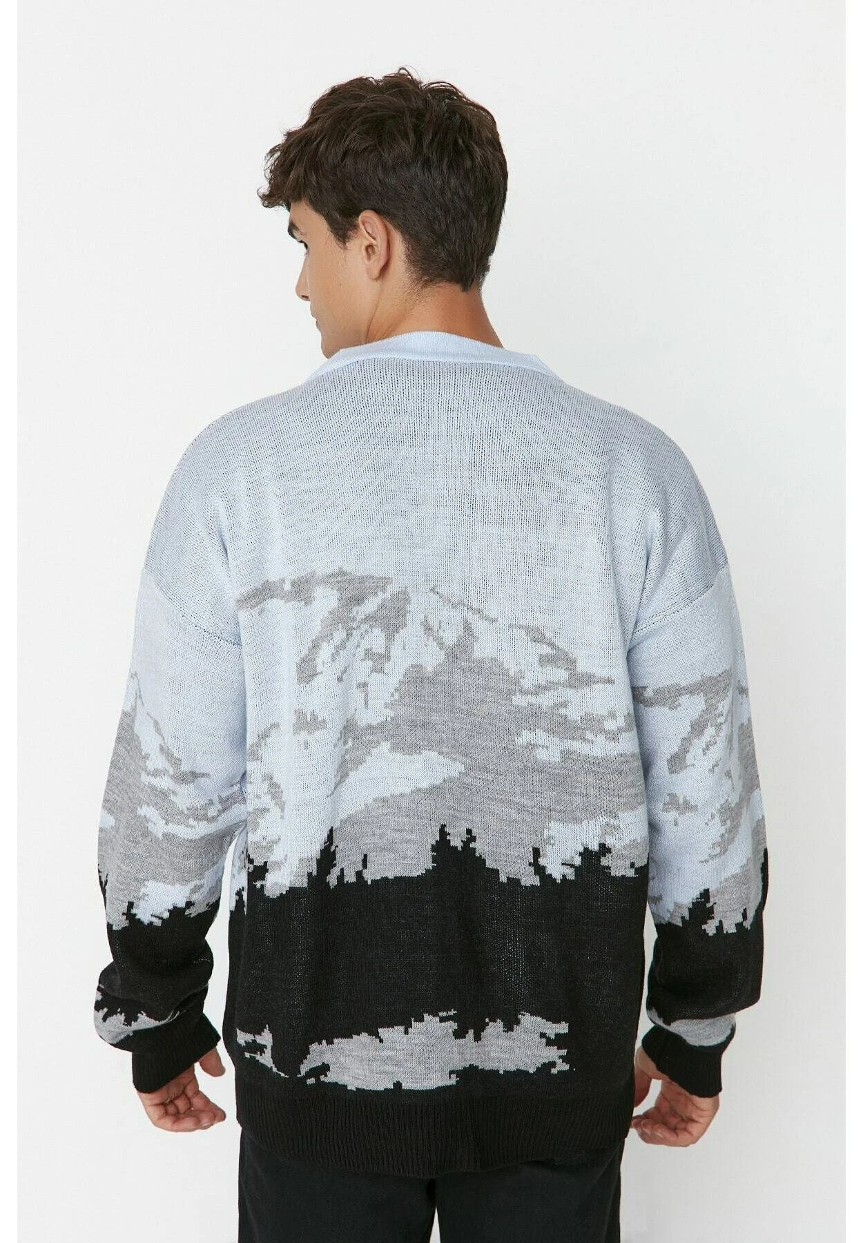Trendyol Chaqueta De Punto - Light Blue/Black/Light Grey - Imagen 2