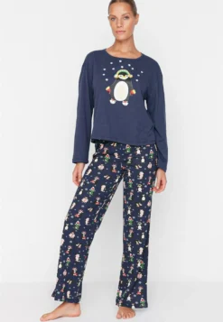 Trendyol Set - Pijama - Navy Blue