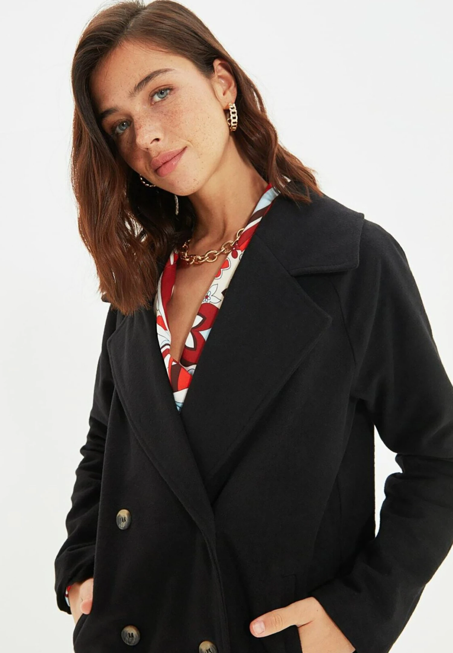 Trendyol Twoaw21Kb0017/Taş - Abrigo Corto - Black - Imagen 4