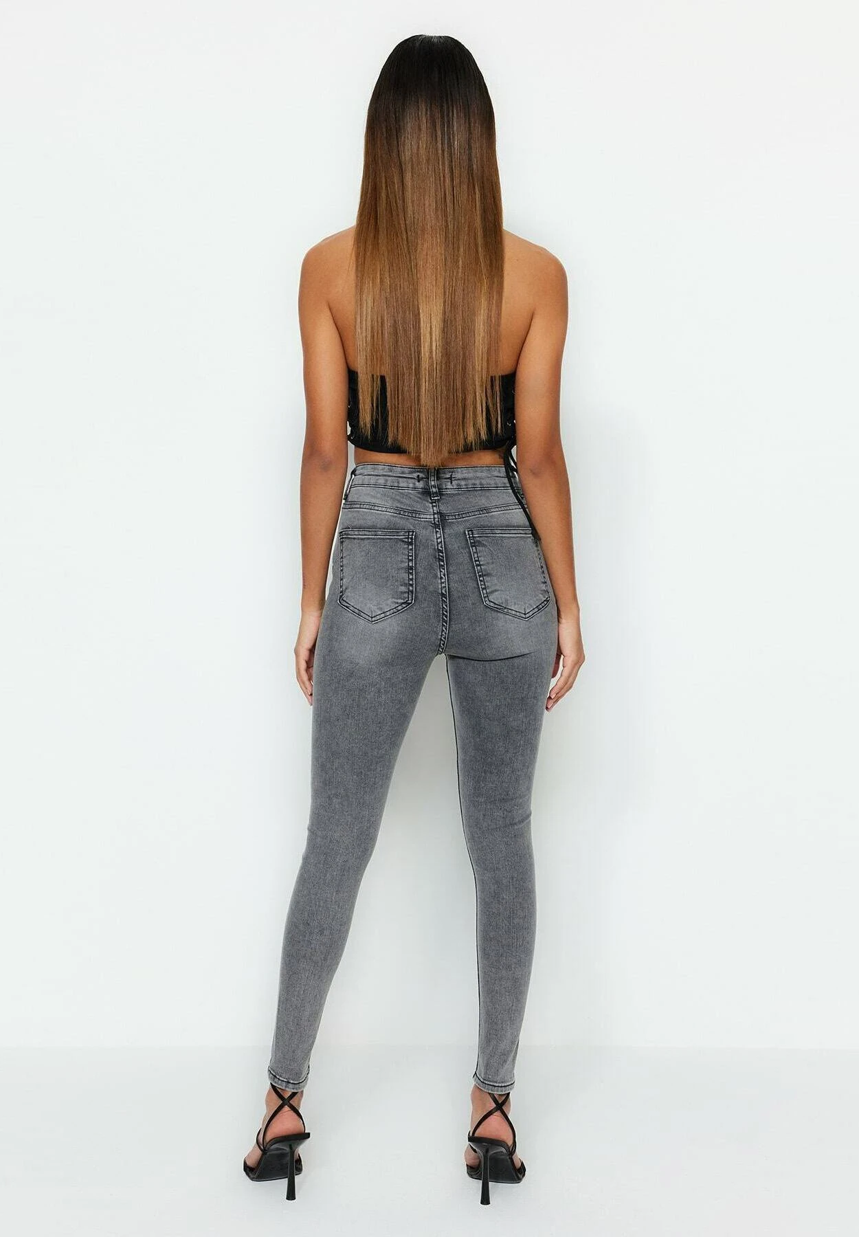 Trendyol Décontracté Et Confort - Vaqueros Pitillo - Grey - Imagen 3