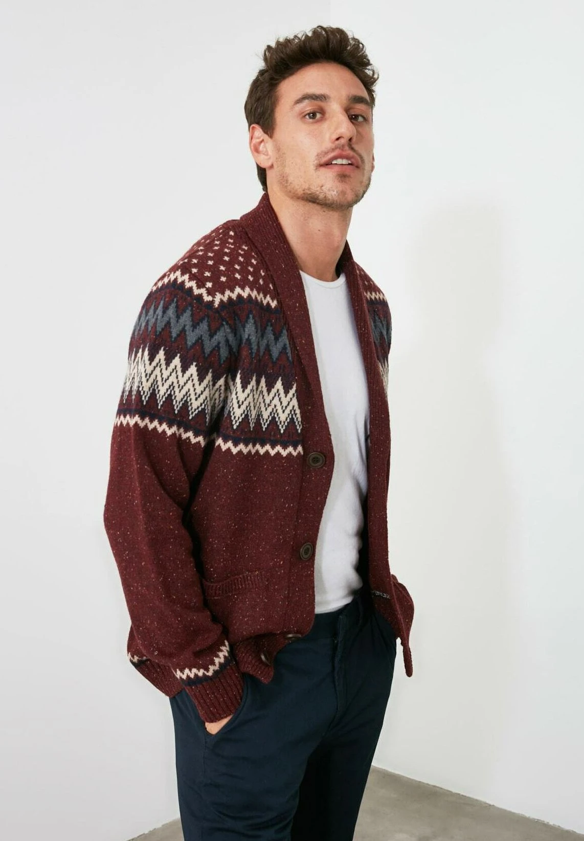 Trendyol Chaqueta De Punto - Burgundy - Imagen 3