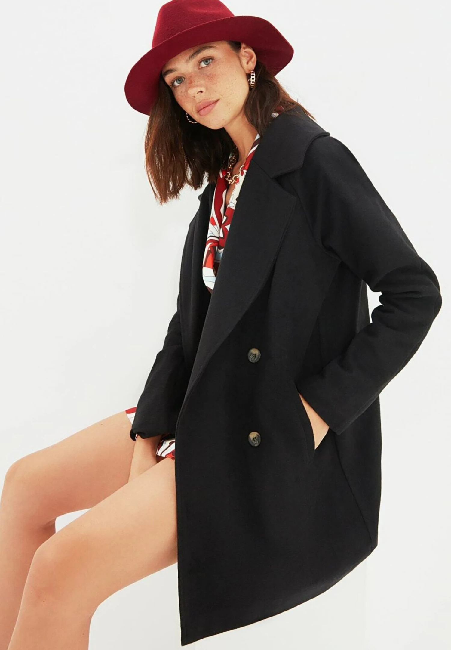 Trendyol Twoaw21Kb0017/Taş - Abrigo Corto - Black - Imagen 6