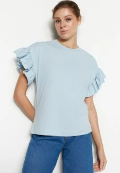 Trendyol Gewoontjes - Camiseta Básica - Light Blue