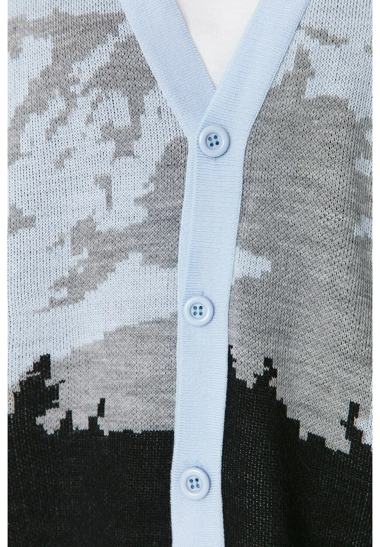 Trendyol Chaqueta De Punto - Light Blue/Black/Light Grey - Imagen 5