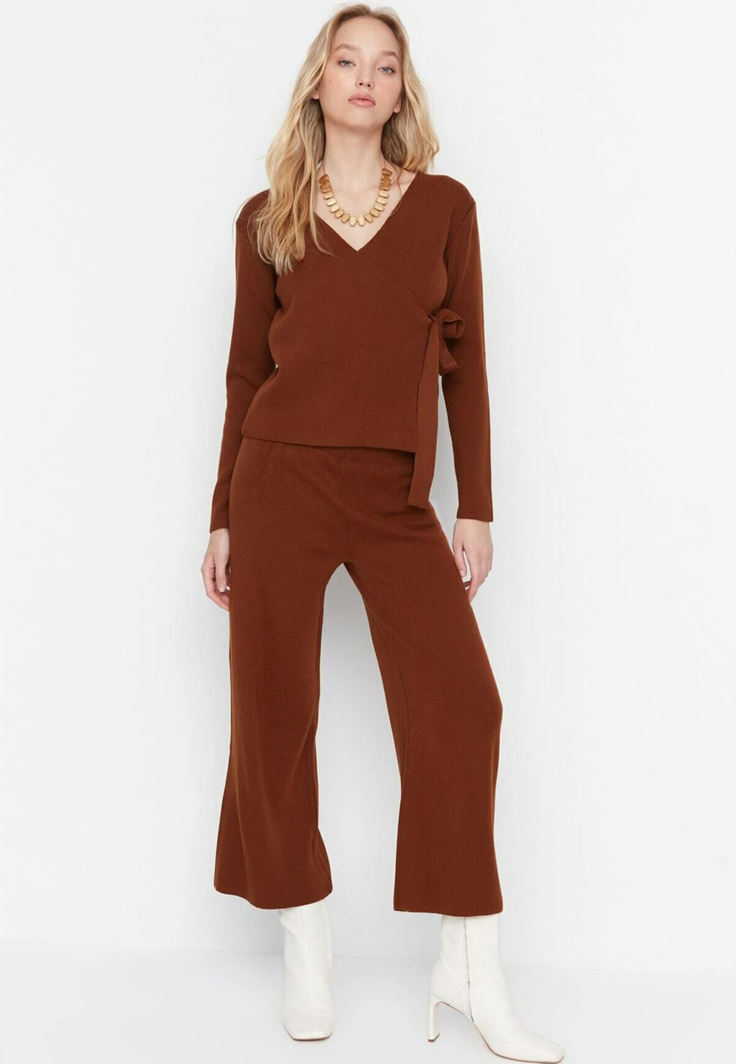 Trendyol Two Piece Set - Chaqueta De Punto - Brown - Imagen 2