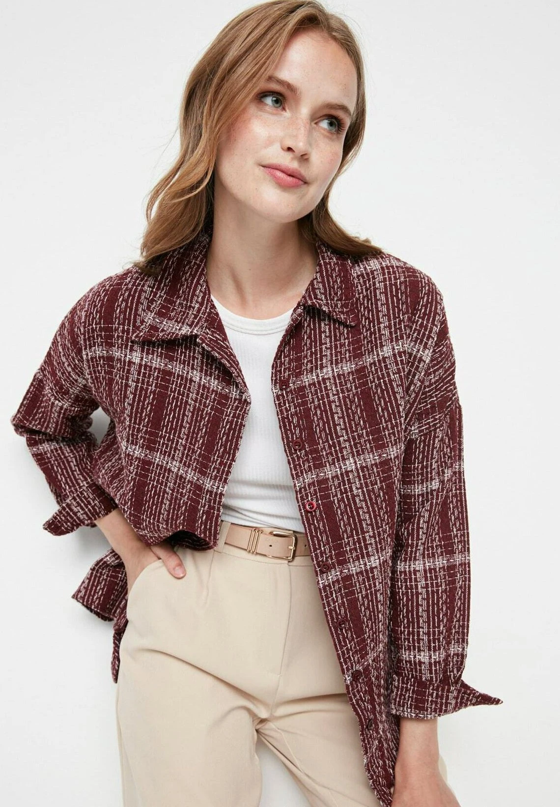 Trendyol Camisa - Burgundy - Imagen 4