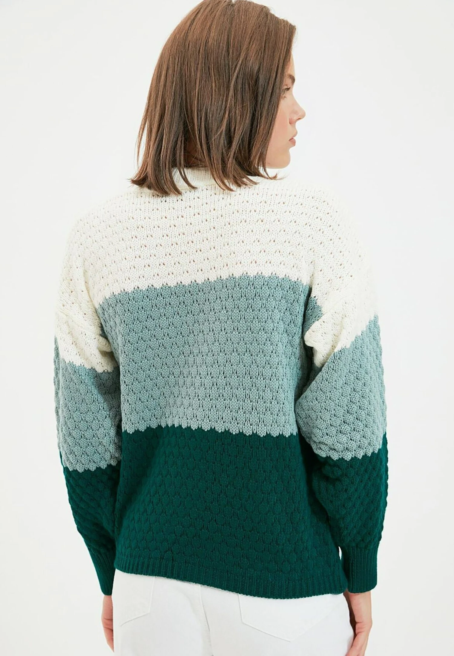 Trendyol Jersey De Punto - Green/Light Green/Off White - Imagen 2