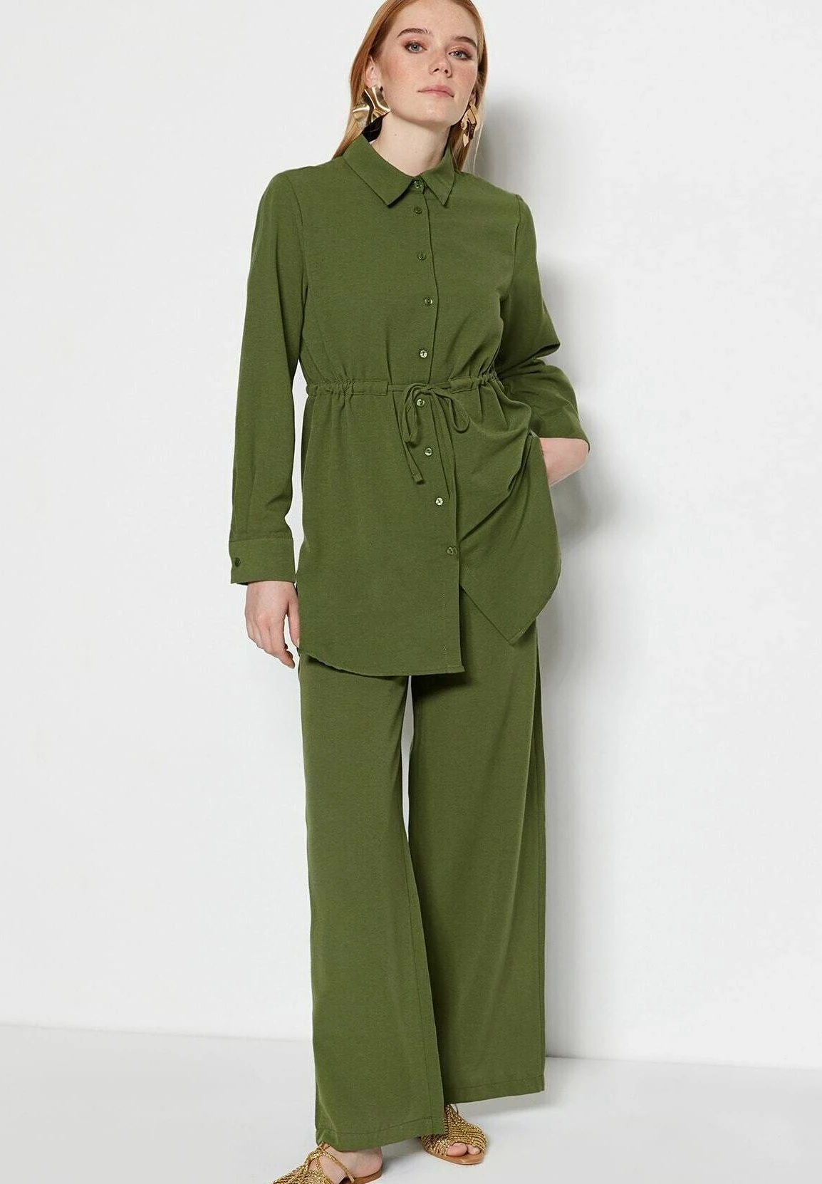 Modest Two Piece Set - Pantalones - Green