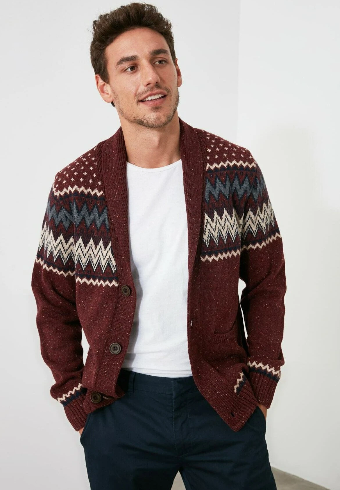 Trendyol Chaqueta De Punto - Burgundy - Imagen 4